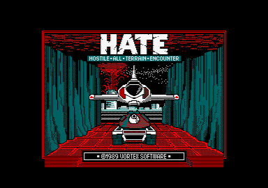 loading screen of the Amstrad CPC game HATE by Vortex (1989)