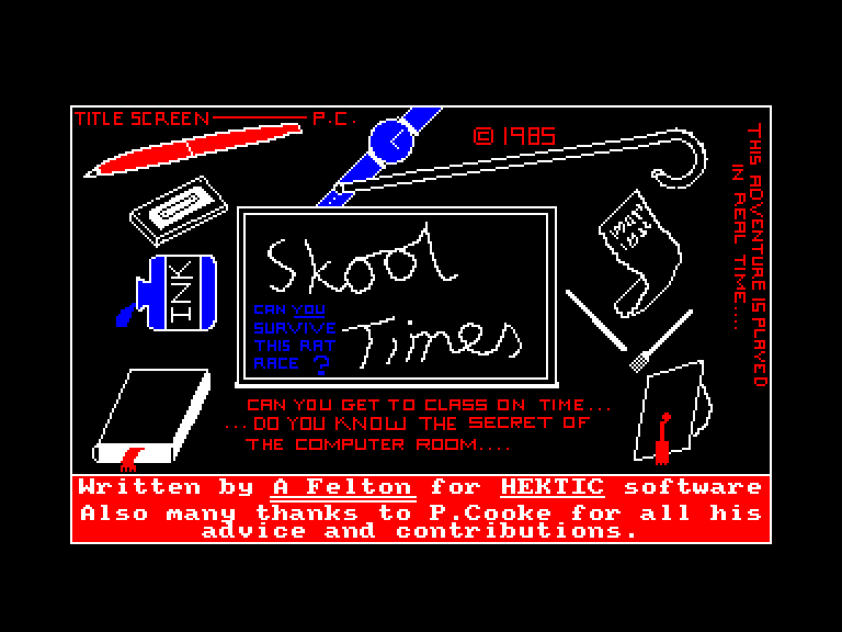 screenshot of the Amstrad CPC game Skool times