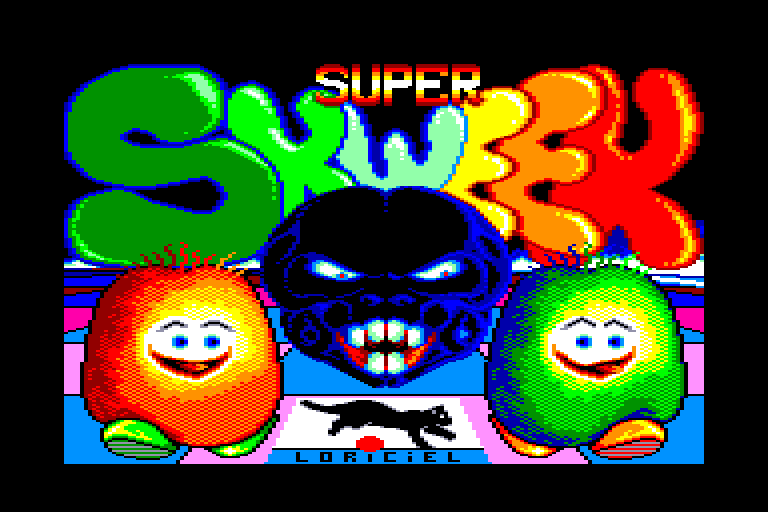 screenshot of the Amstrad CPC game Super Skweek