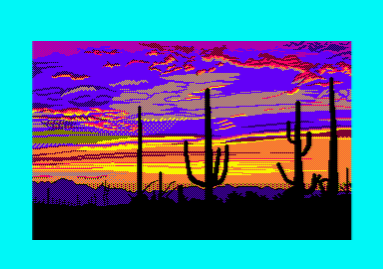 Cacti by Jill Lawson, mode 1 picture on an Amstrad CPC