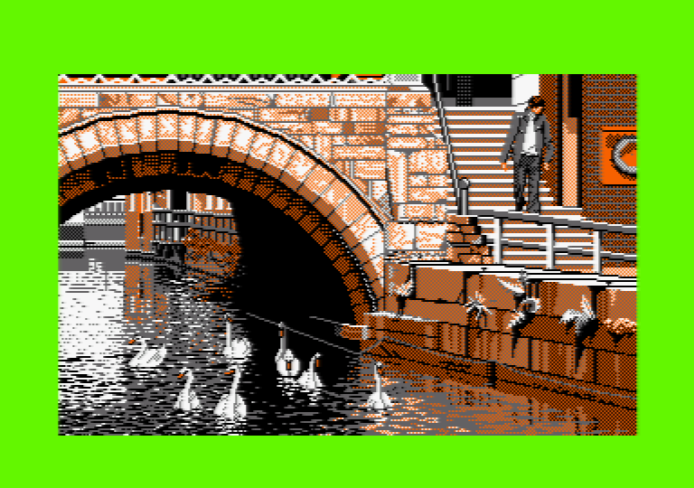 Cygnes par Jill Lawson, image en mode 1 picture sur Amstrad CPC