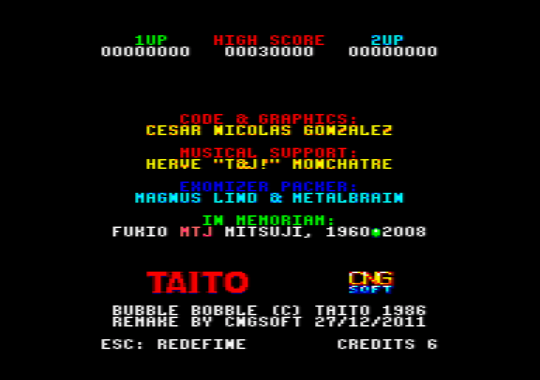 image de menu du jeu Amstrad CPC Bubble bobble 4 CPC