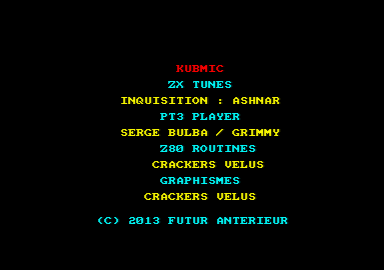crédits du jeu de puzzle Amstrad CPC Kubmic