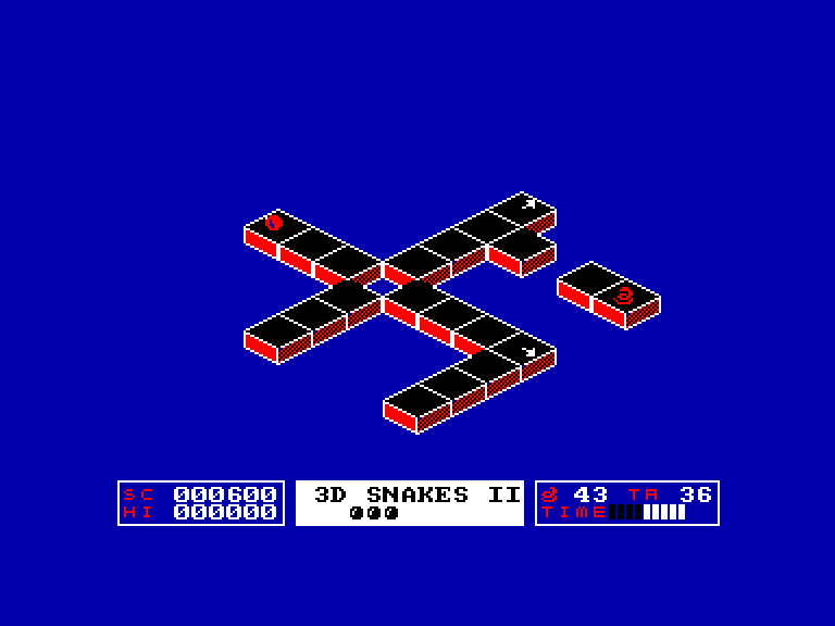 screenshot of the Amstrad CPC game 3D Snakes II