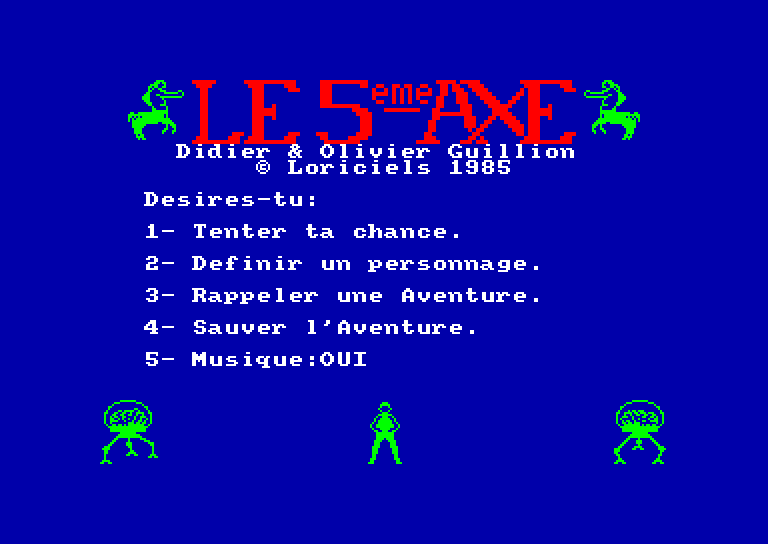 screenshot du jeu Amstrad CPC 5eme axe (le)