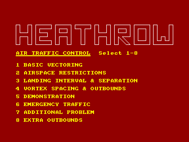 screenshot of the Amstrad CPC game Air Traffic Control