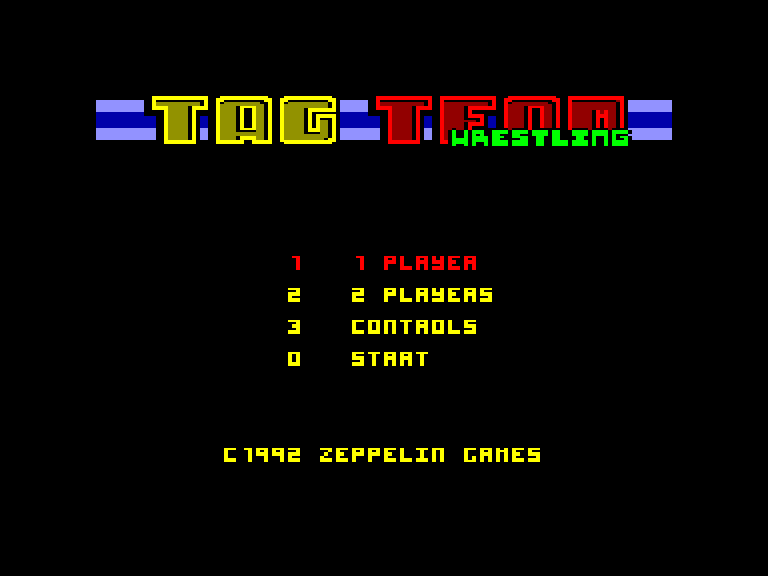 screenshot of the Amstrad CPC game American Tag Team Wrestling
