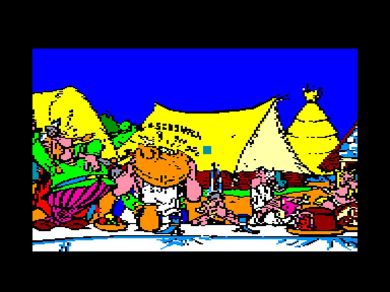 screenshot of the Amstrad CPC game Asterix en la India