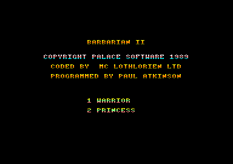 screenshot of the Amstrad CPC game Barbarian II [CPC+]