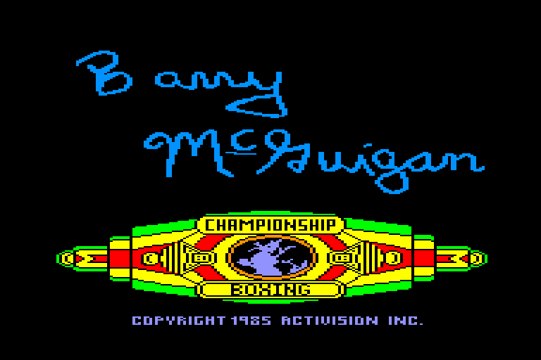 screenshot of the Amstrad CPC game Barry McGuigan World Championship Boxing