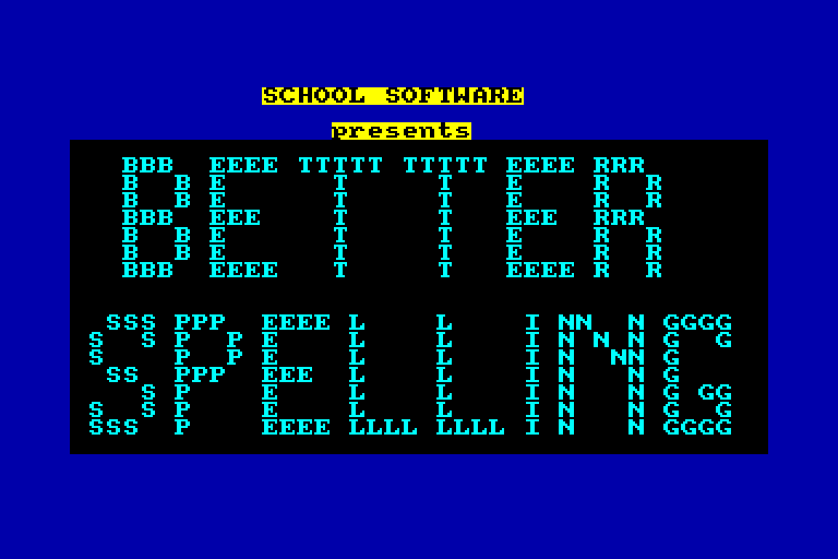 screenshot of the Amstrad CPC game Better Spelling