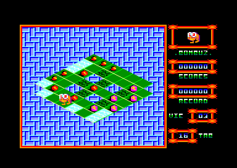 screenshot of the Amstrad CPC game Bombuz 3d