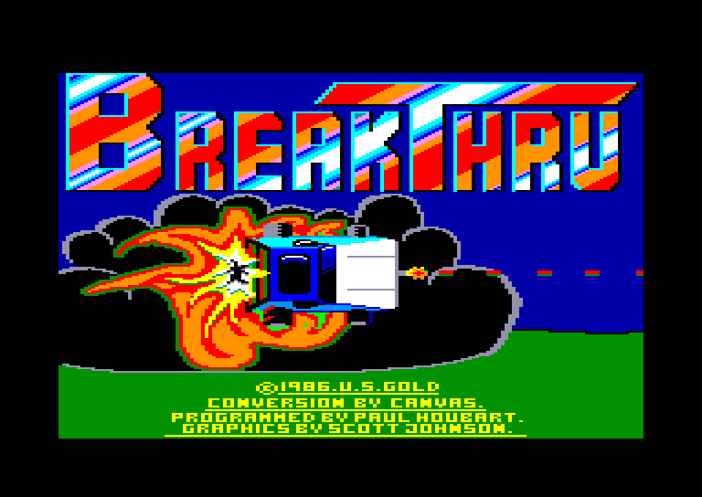 screenshot of the Amstrad CPC game Breakthru