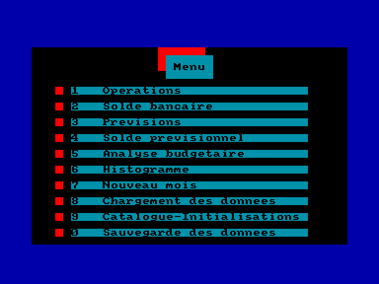 screenshot du jeu Amstrad CPC Gestion familiale