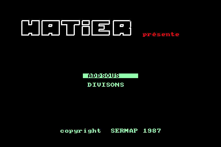 screenshot du jeu Amstrad CPC Calcul