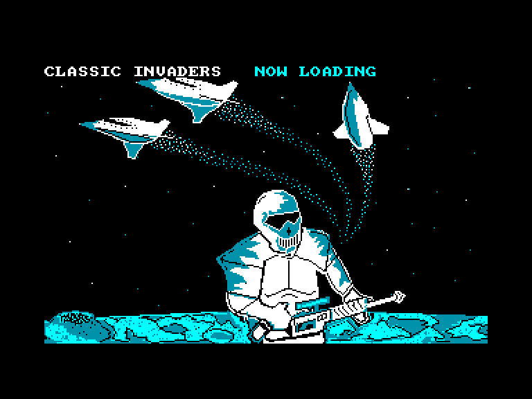 screenshot of the Amstrad CPC game Classic Invaders