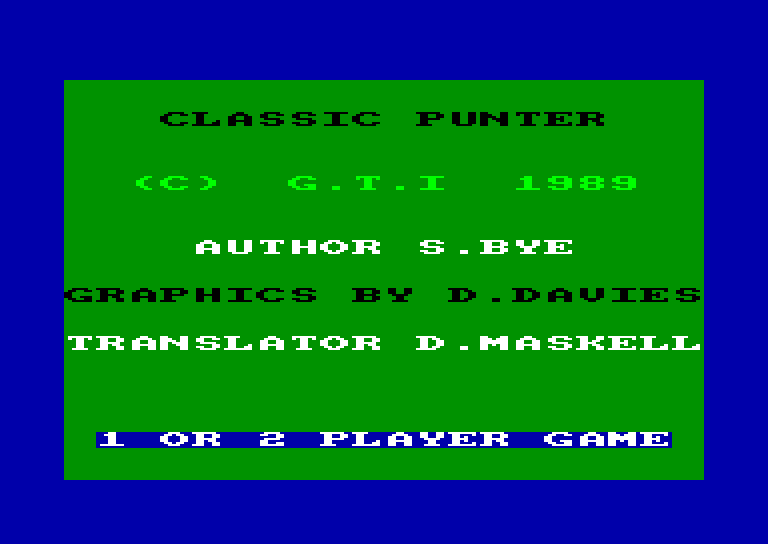 screenshot of the Amstrad CPC game Classic punter
