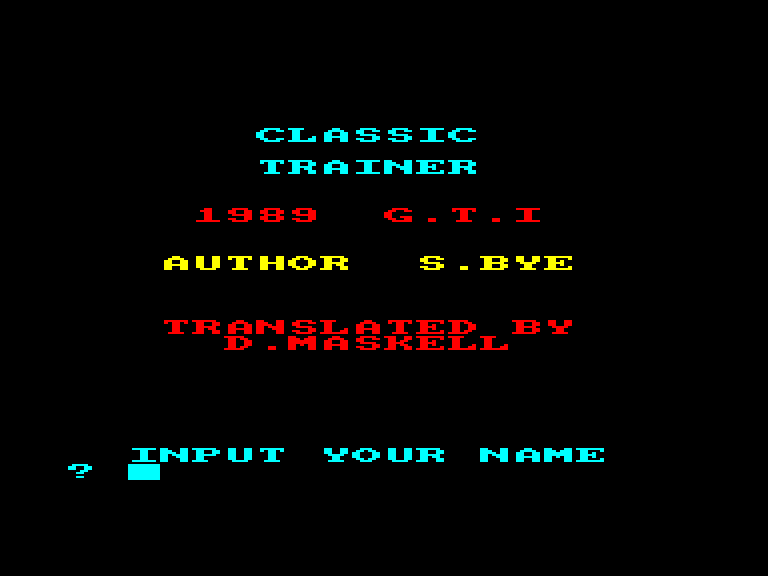 screenshot of the Amstrad CPC game Classic Trainer