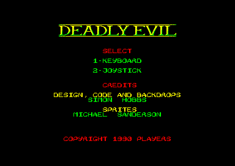 screenshot of the Amstrad CPC game Deadly Evil