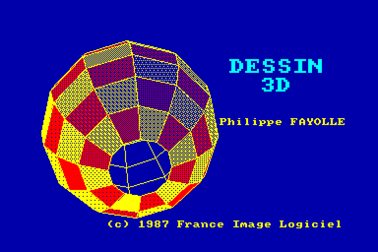 screenshot of the Amstrad CPC game Dessin 3D
