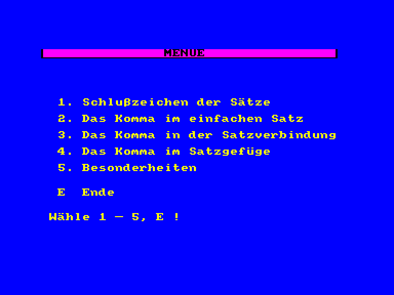 screenshot of the Amstrad CPC game Deutsch-Stunde 2 (die)
