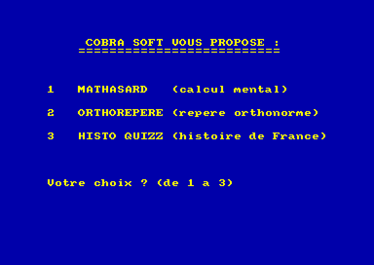 screenshot du jeu Amstrad CPC Disquette Educative 2