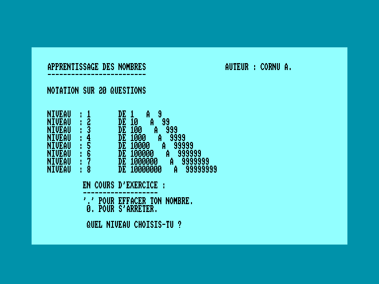 screenshot du jeu Amstrad CPC Educatif 3