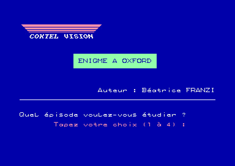 screenshot du jeu Amstrad CPC Enigme a oxford