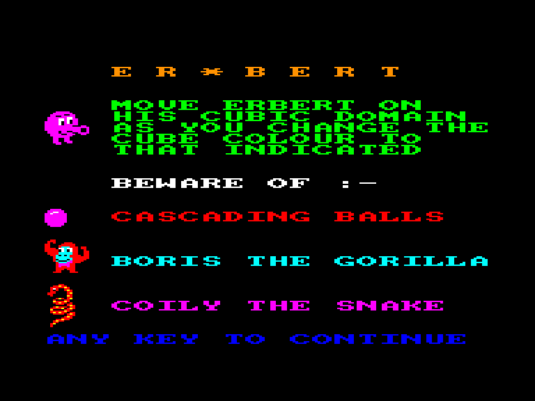 screenshot of the Amstrad CPC game Er*Bert