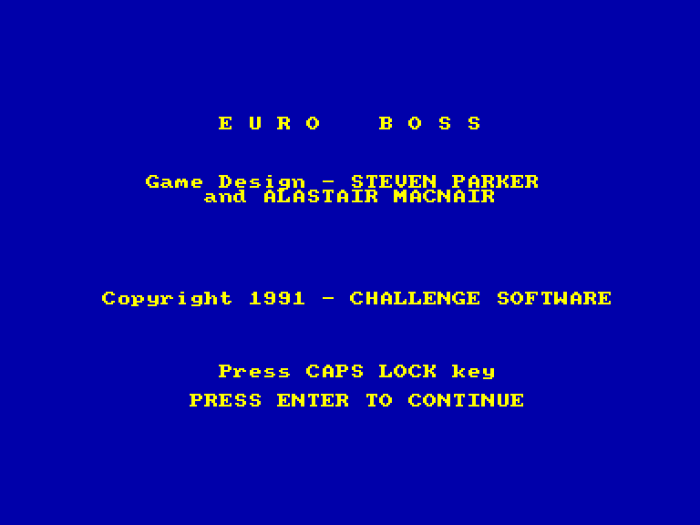 screenshot of the Amstrad CPC game Euro boss