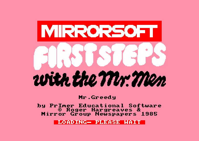 screenshot of the Amstrad CPC game First Steps with the Mr. Men