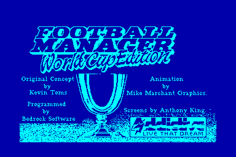 screenshot of the Amstrad CPC game Football Manager - World Cup Edition