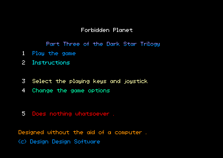 screenshot of the Amstrad CPC game Forbidden Planet