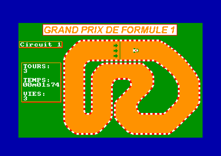 screenshot du jeu Amstrad CPC Formule 1