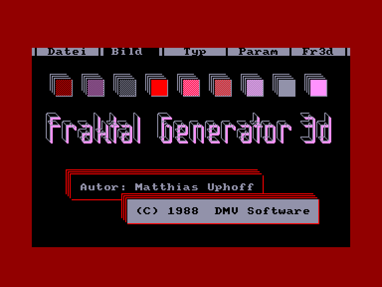 screenshot of the Amstrad CPC game Fraktal Generator 3D
