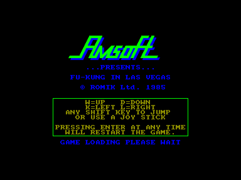 screenshot of the Amstrad CPC game Fu-kung in las vegas