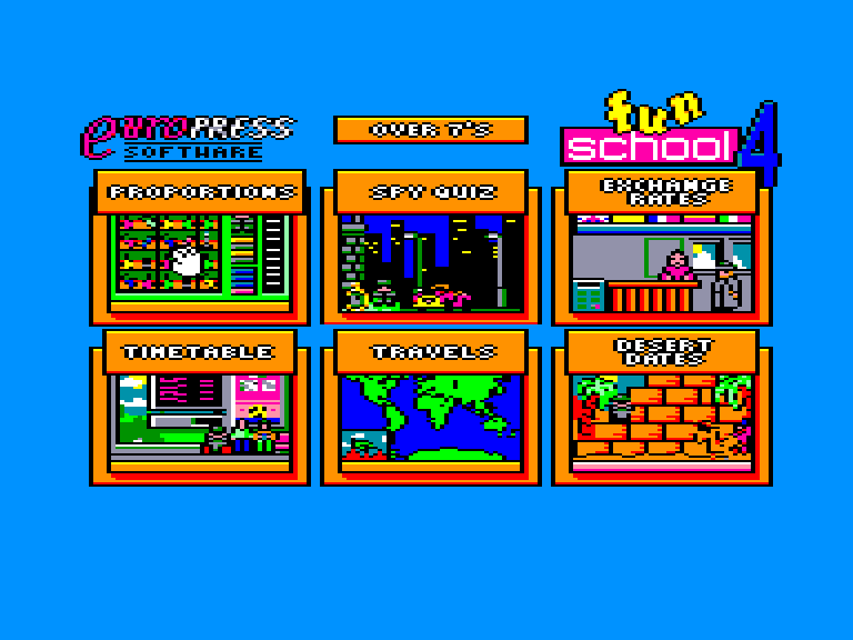 screenshot of the Amstrad CPC game Fun School 4 - Over 7s