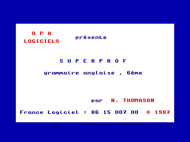 screenshot du jeu Amstrad CPC Grammaire Anglaise 6e