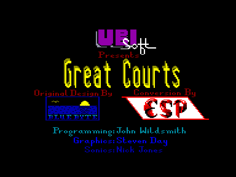 screenshot of the Amstrad CPC game Great courts
