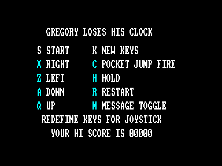 screenshot du jeu Amstrad CPC Gregory loses his clock