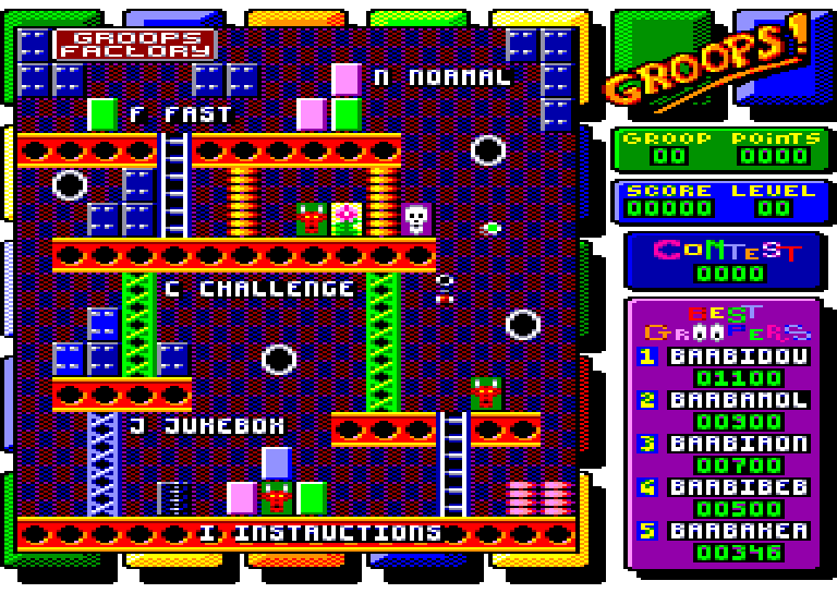 screenshot of the Amstrad CPC game Groops