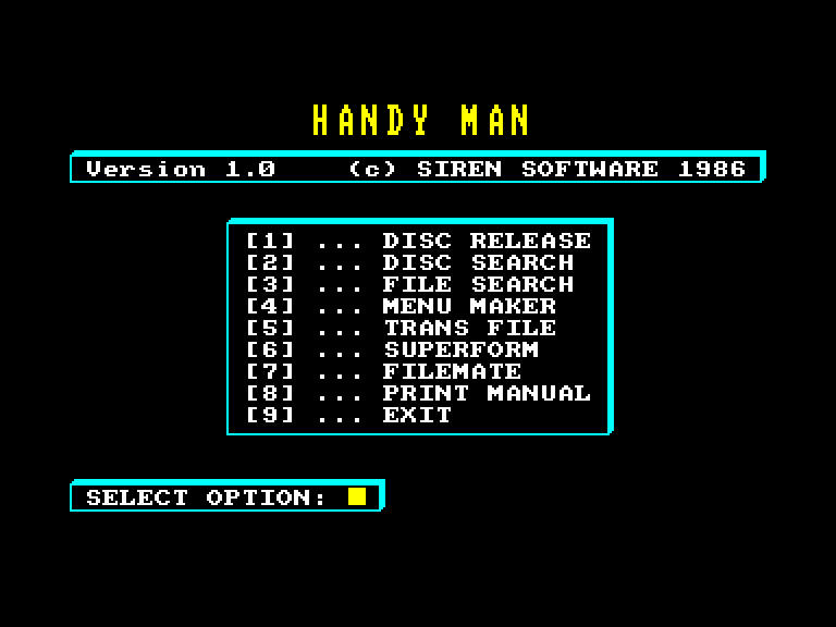 screenshot of the Amstrad CPC game Handy man
