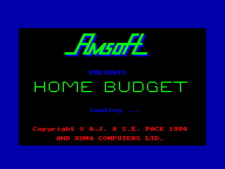 screenshot du jeu Amstrad CPC Home Budget