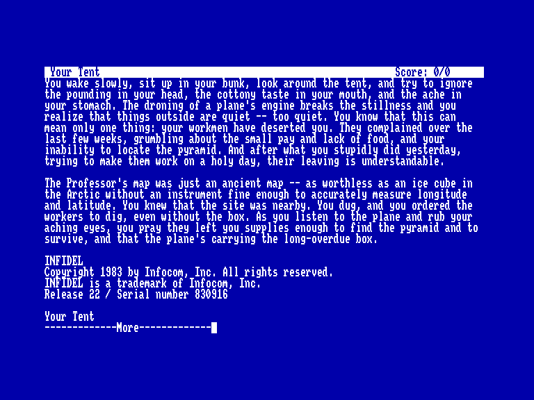 screenshot of the Amstrad CPC game Infidel