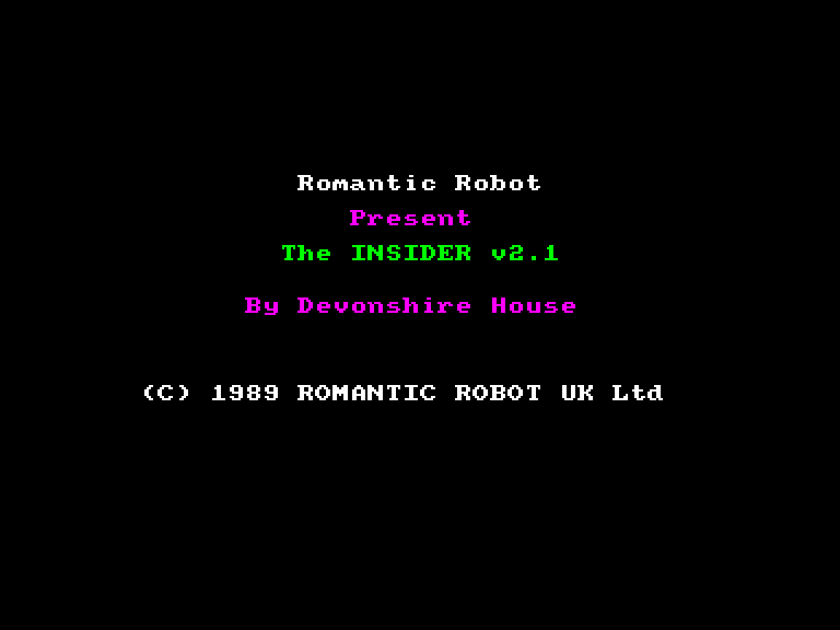 screenshot of the Amstrad CPC game Insider