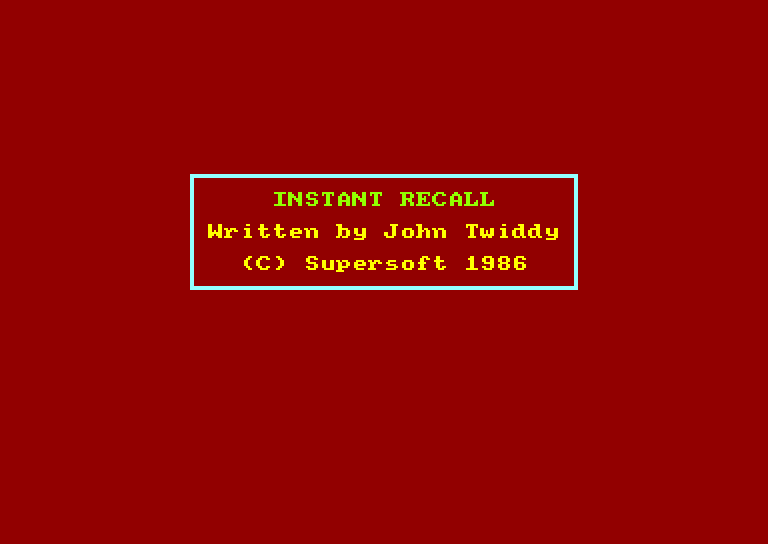 screenshot of the Amstrad CPC game Instant Recall