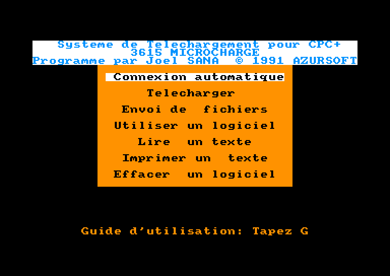 screenshot of the Amstrad CPC game Kit de Telechargement - Telecharge Amstrad CPC