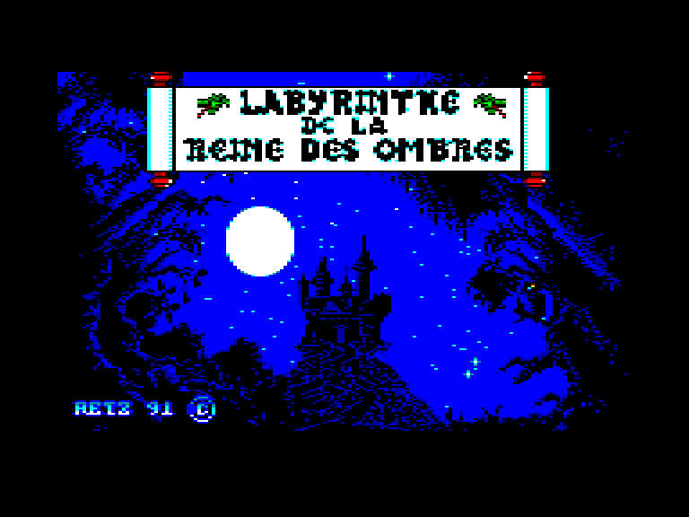 screenshot of the Amstrad CPC game Labyrinthe de la reine des ombres (le)