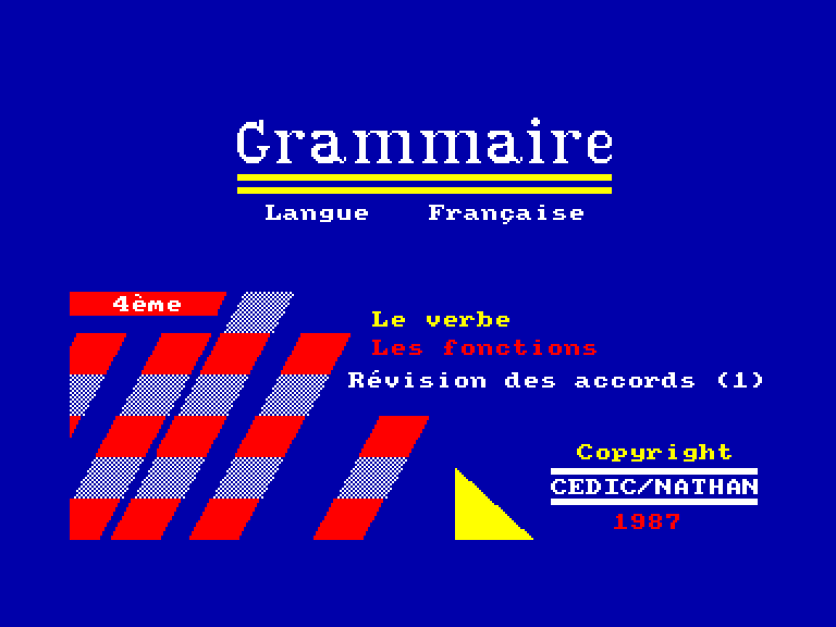 screenshot du jeu Amstrad CPC Grammaire Langue Francaise 4e