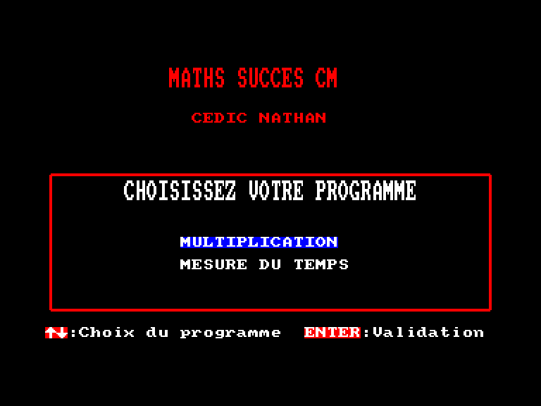 screenshot du jeu Amstrad CPC Maths succes CM